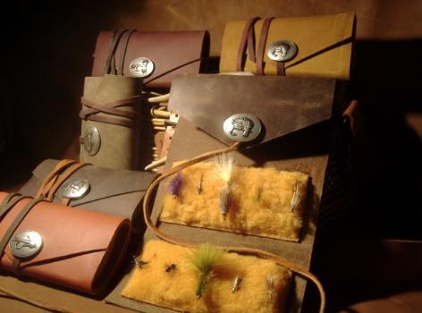 handmade leather fly fishing wallet